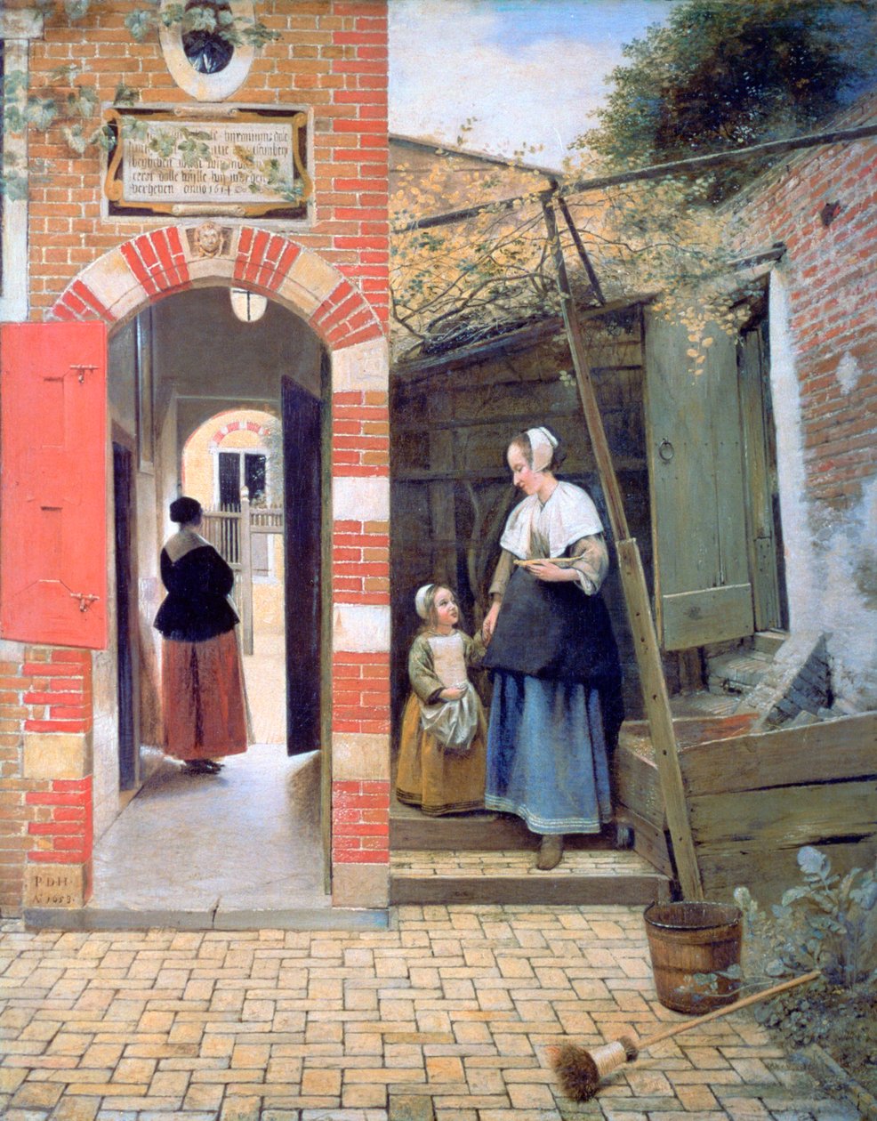 1658年在代尔夫特的房子的院子 作者 彼得·霍克（Pieter de Hooch）