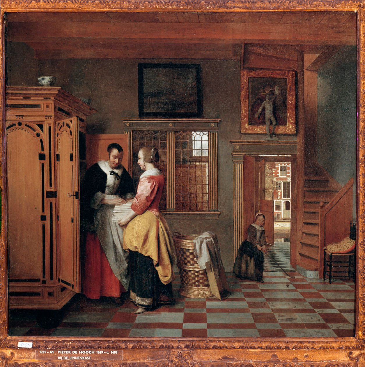 室内：亚麻布柜旁的妇女 作者 彼得·霍克（Pieter de Hooch）