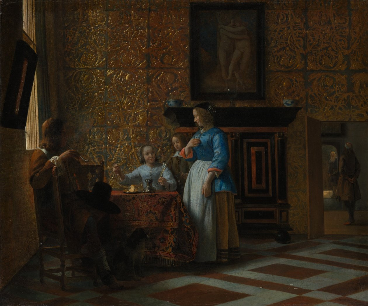 优雅环境下的休闲时光，约1663-65年。 作者 彼得·霍克（Pieter de Hooch）