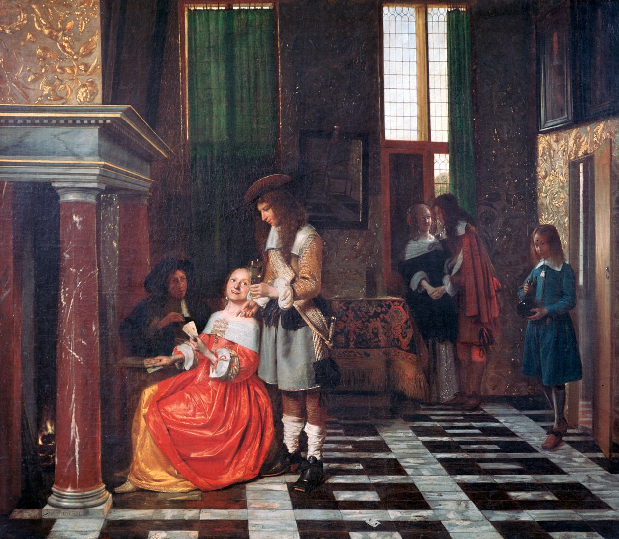 纸牌玩家，c1663-1665 作者 彼得·霍克（Pieter de Hooch）