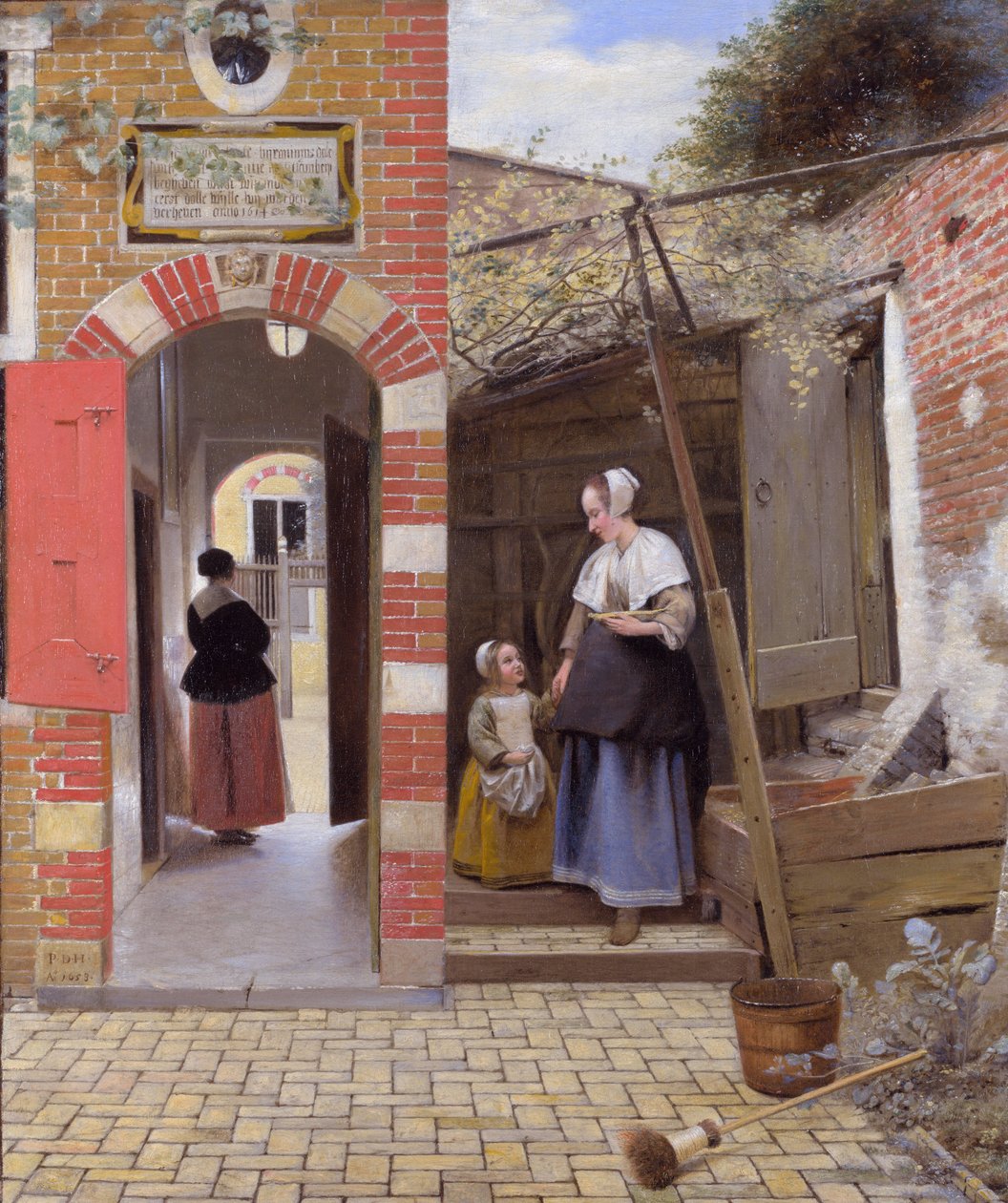代尔夫特的房子的院子 作者 彼得·霍克（Pieter de Hooch）