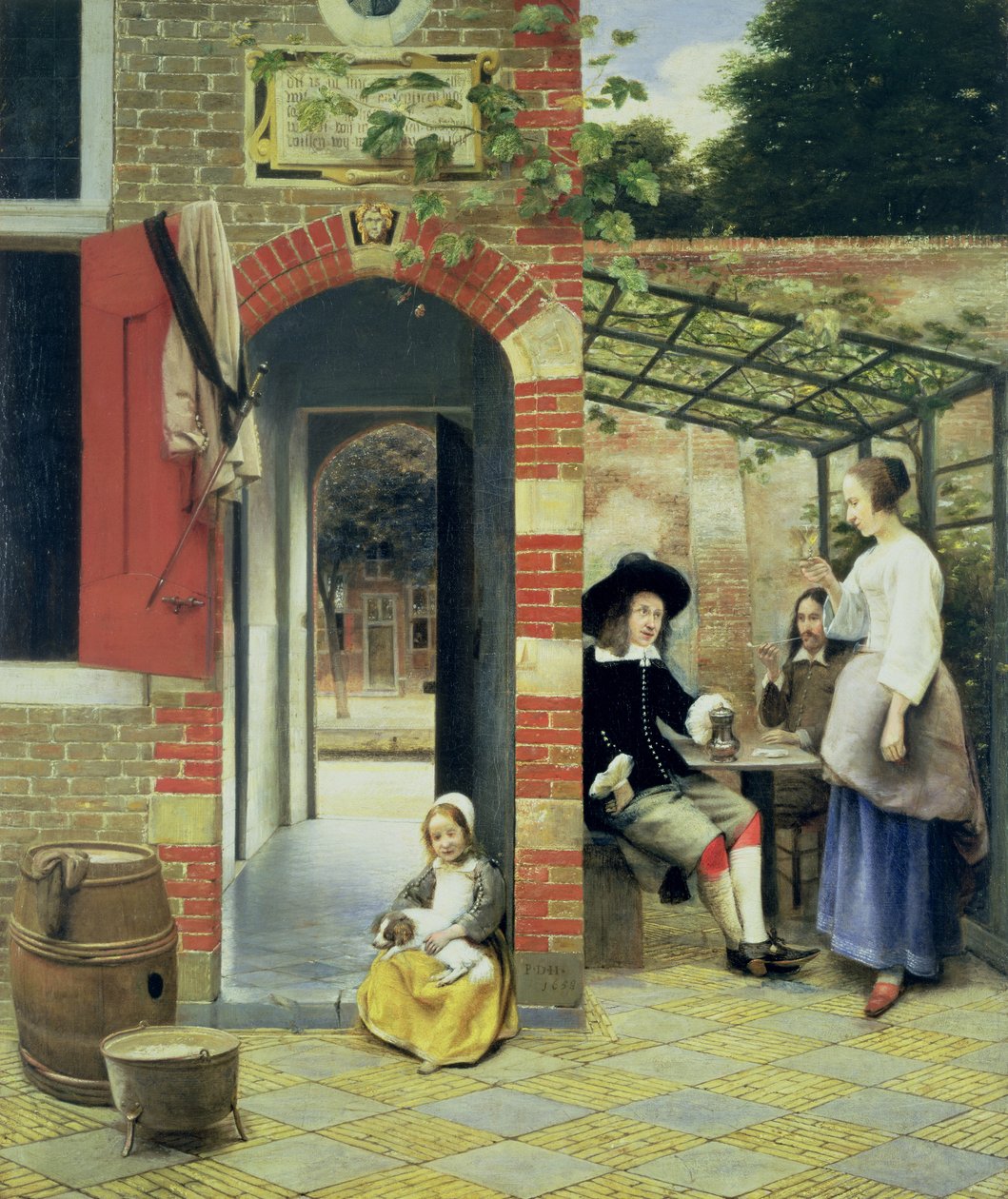 代尔夫特的房子的院子 作者 彼得·霍克（Pieter de Hooch）
