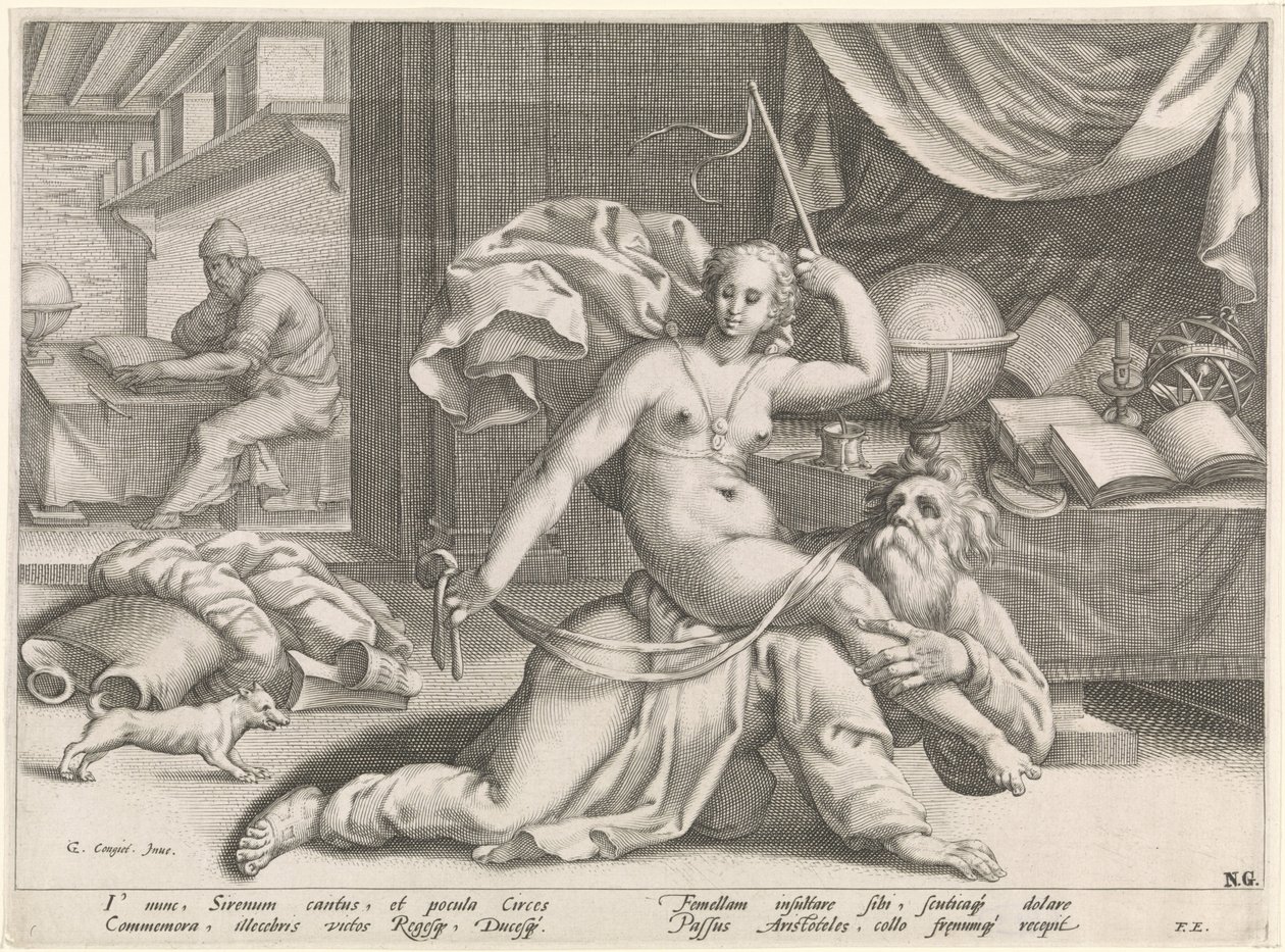 亚里士多德和菲利斯 作者 Pieter de Jode (I) （归属于）