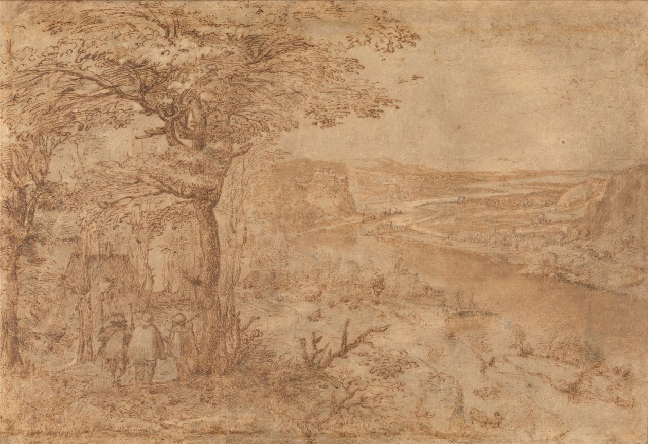 朝圣者的风景（钢笔和棕色墨水纸本） 作者 彼得·布鲁格（Pieter Bruegel）