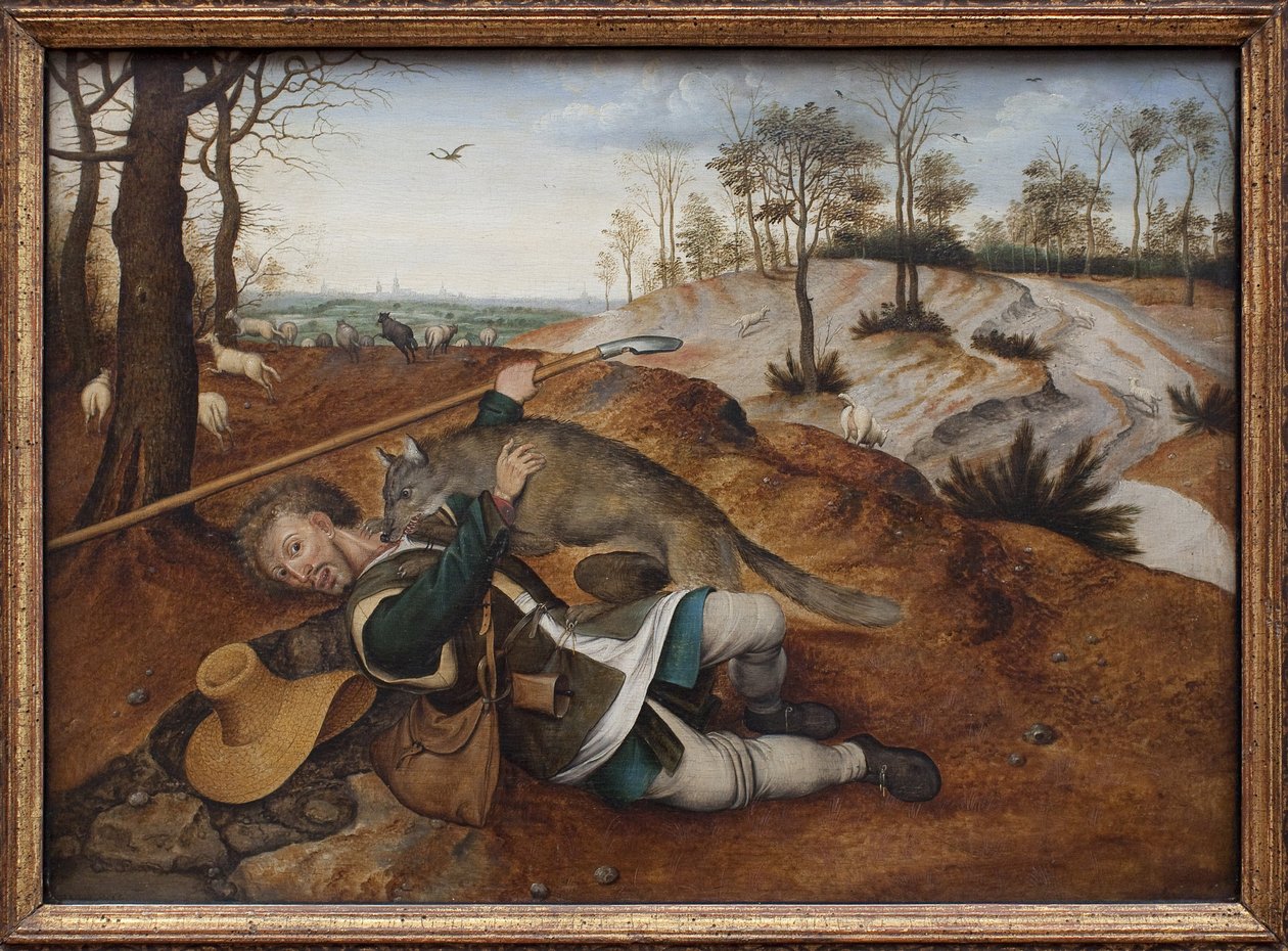 好牧师。 Pieter Brueghel II (1564-1638) 作画，木版油画 作者 小彼得·布鲁格