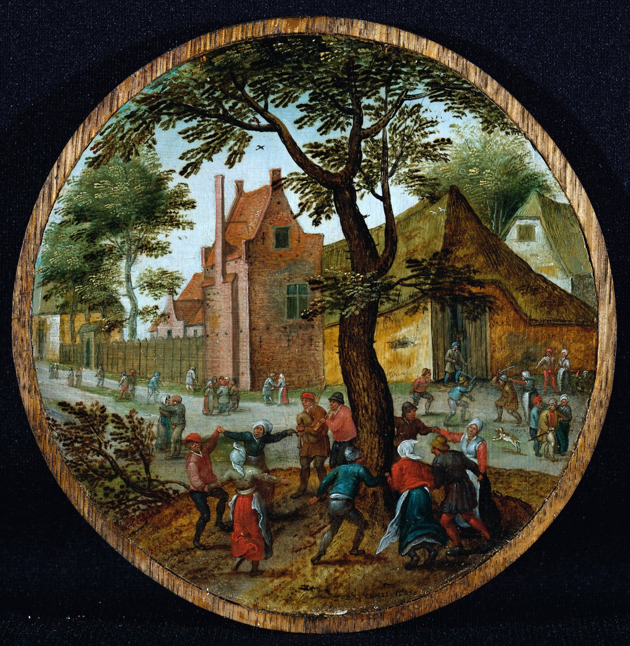 1625年，农民在村子里的树上跳舞 作者 彼得·布鲁格（Pieter Brueghel）