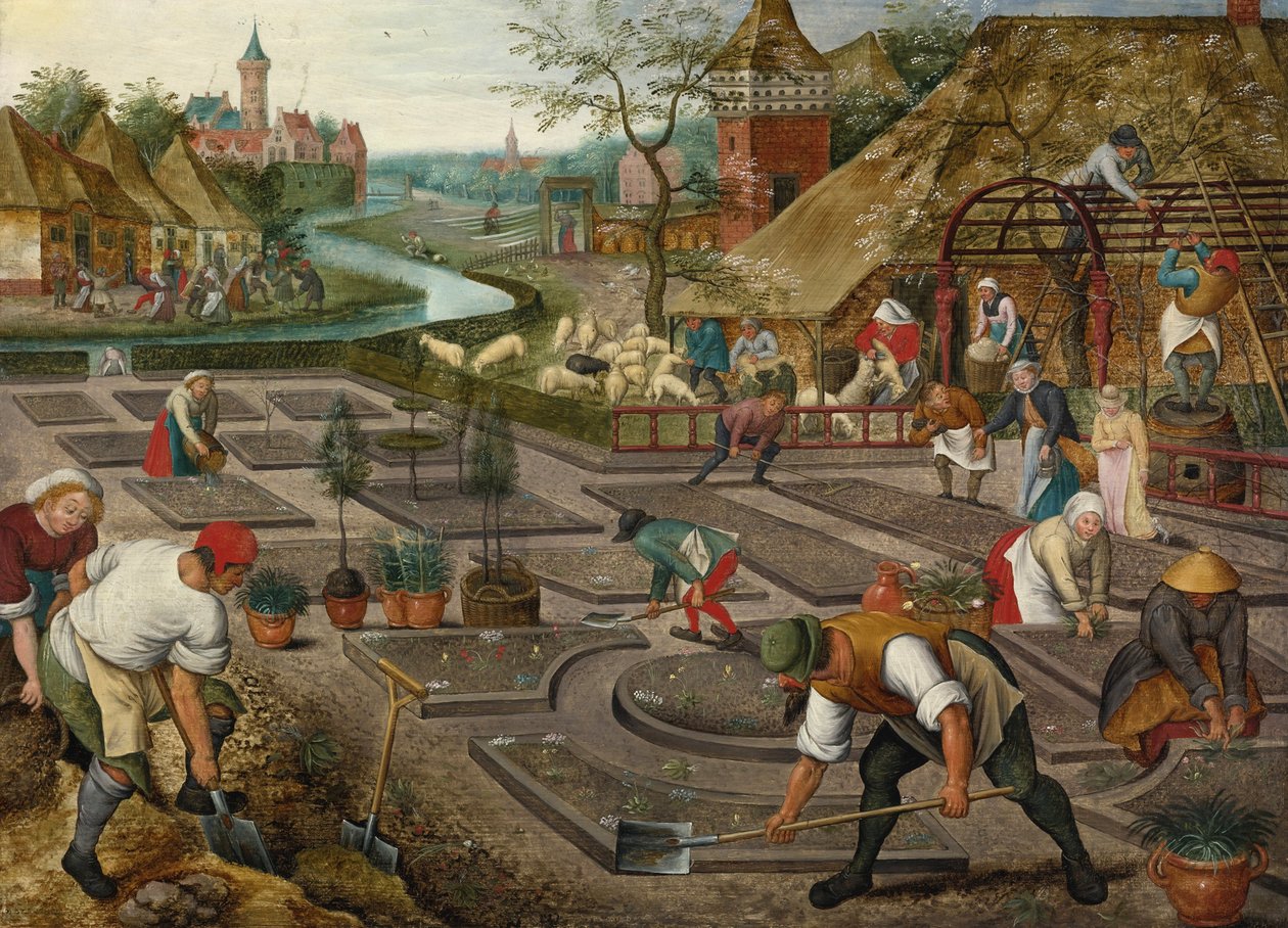 Spring par Brueghel, Pieter, the Younger (1564-1638)。 木头油彩，尺寸：41,9x57,2，c。 1625-1630，私人收藏 作者 小彼得·布鲁格