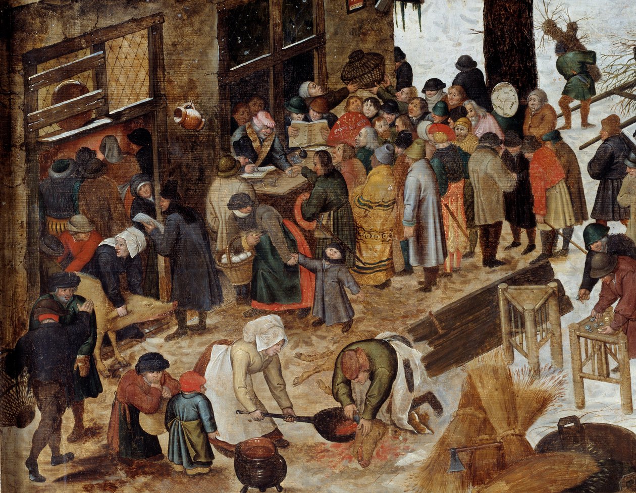 The payment of the dime or the Deombrement has Bethlehem Detail. Painting by Pieter le Jeune dit Brueghel d