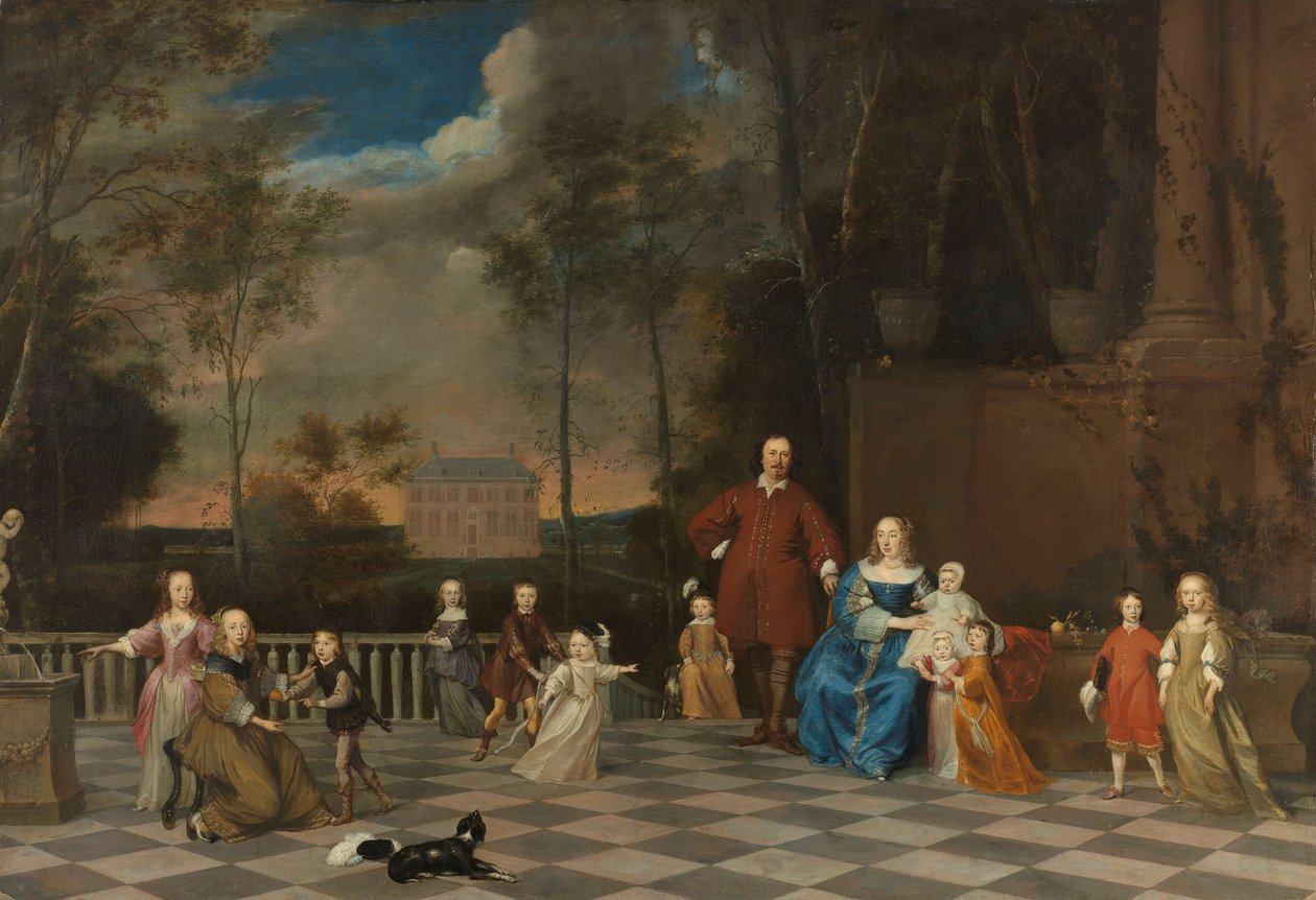 阿姆斯特丹商人 Jeremias van Collen（1619-1707 年）与他的妻子和他们的十二个孩子 作者 彼得·范·安雷特