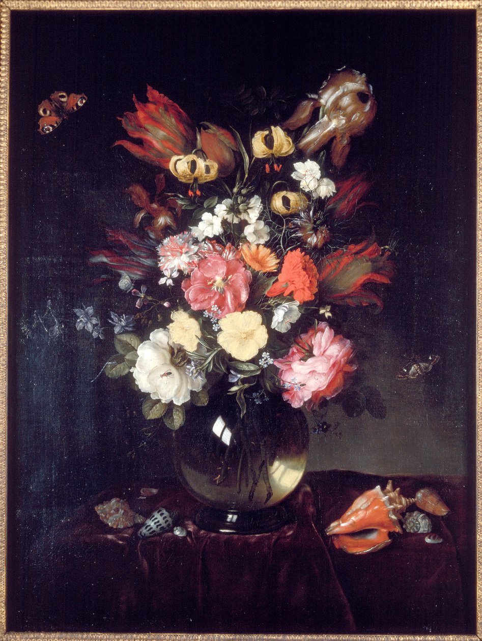 花瓶和花》，1655年。    作者 彼得范德文纳