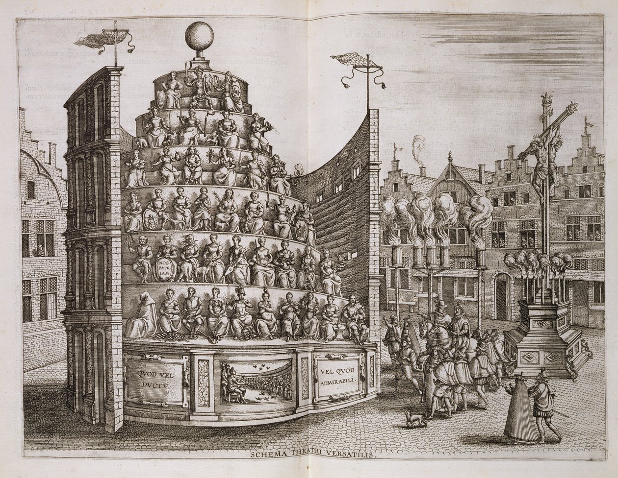 插图由Bochius，普朗坦出版社，1602描绘了一个移动影院，从开始的就职典礼的历史故事......” 作者 彼得·范·德·波希特