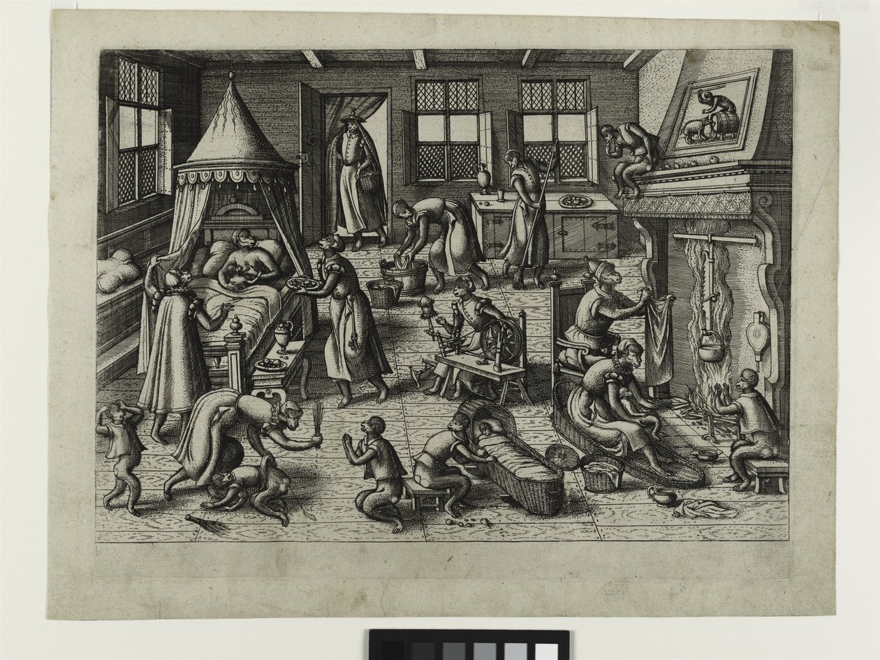 The Nursery, c.1585 (etching) 作者 彼得·范·德·波希特