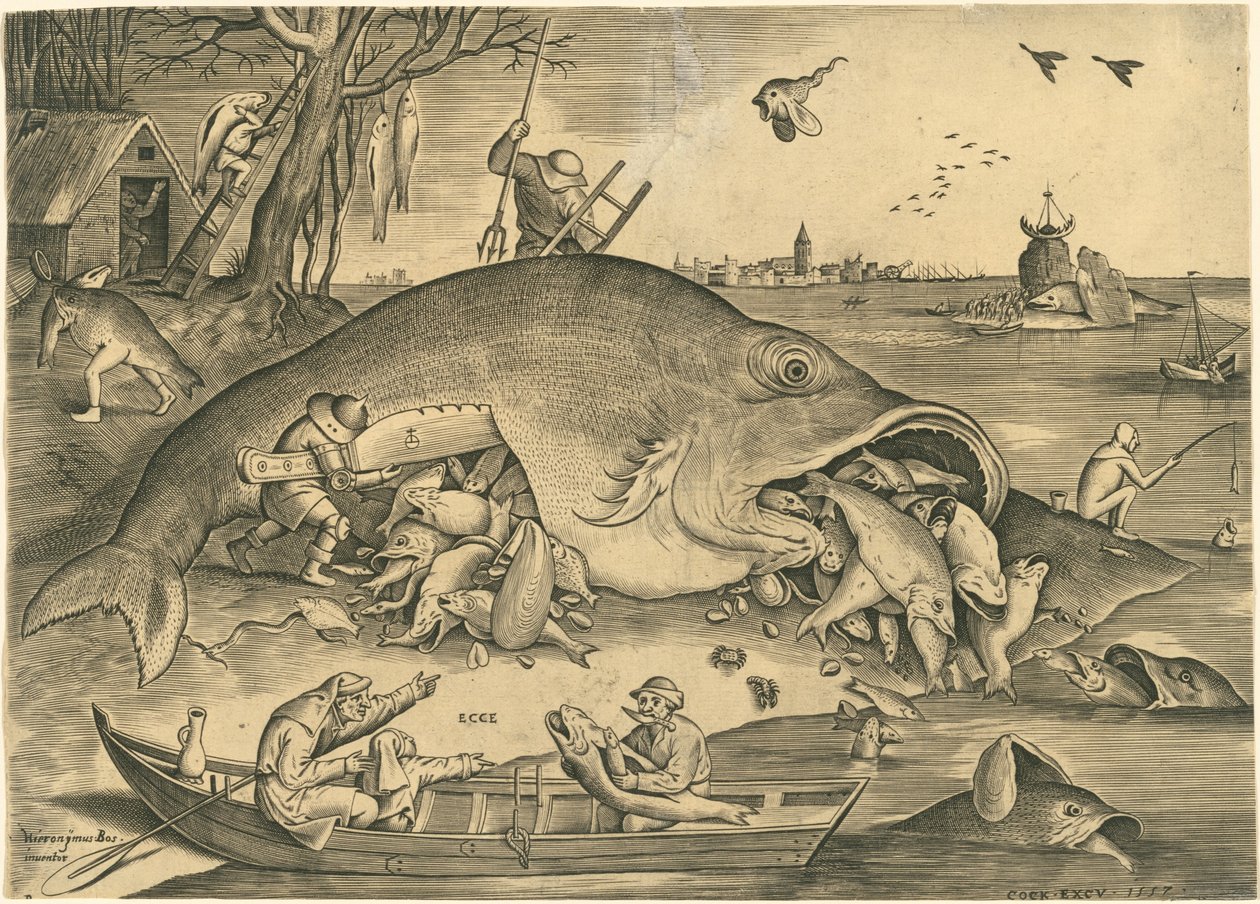 大鱼吃小鱼 作者 彼得·范·德·海登（Pieter van der Heyden）仿照老彼得·勃鲁盖尔