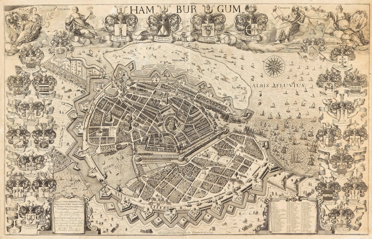 汉堡地图，1644年。 作者 彼得森