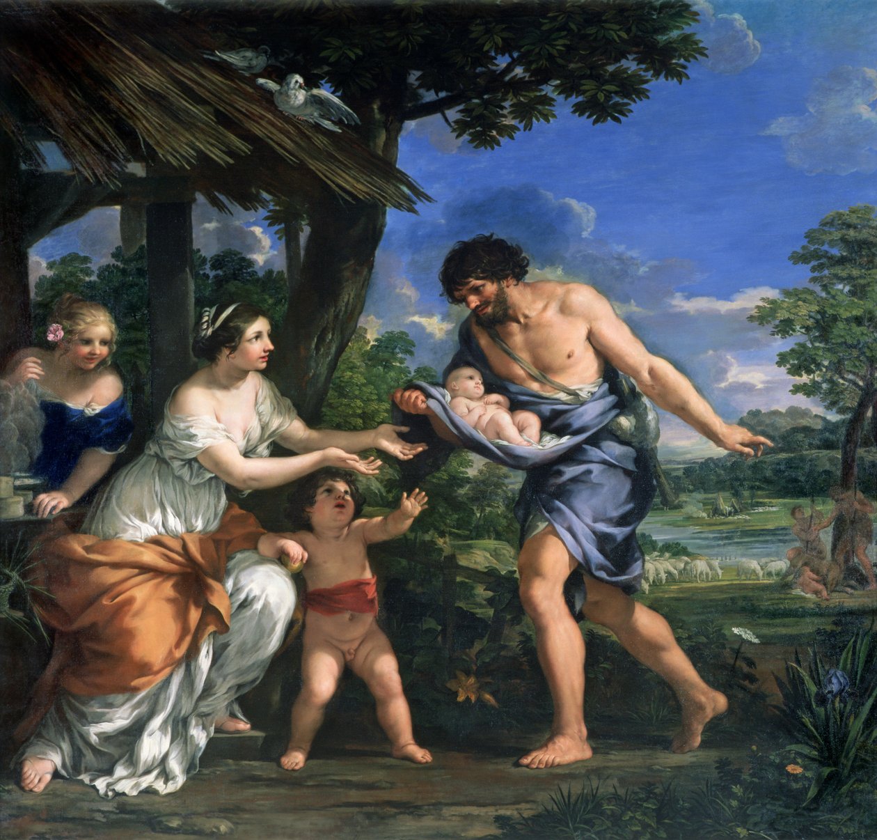 Faustulus委托Romulus和Remus给他的妻子Acca Larentia，c.1643 作者 Pietro da Cortona