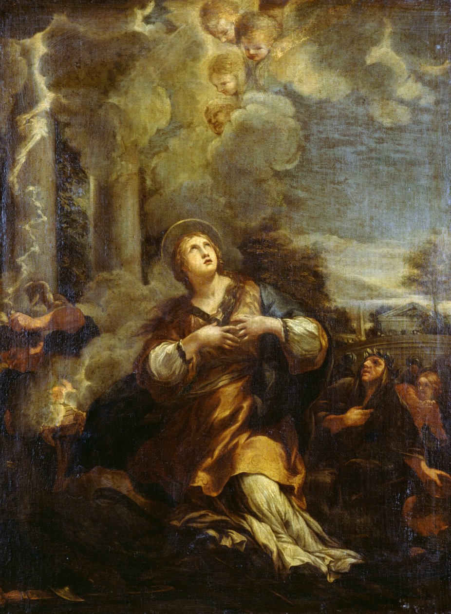 St Martina在偶像上召唤闪电 作者 Pietro da Cortona