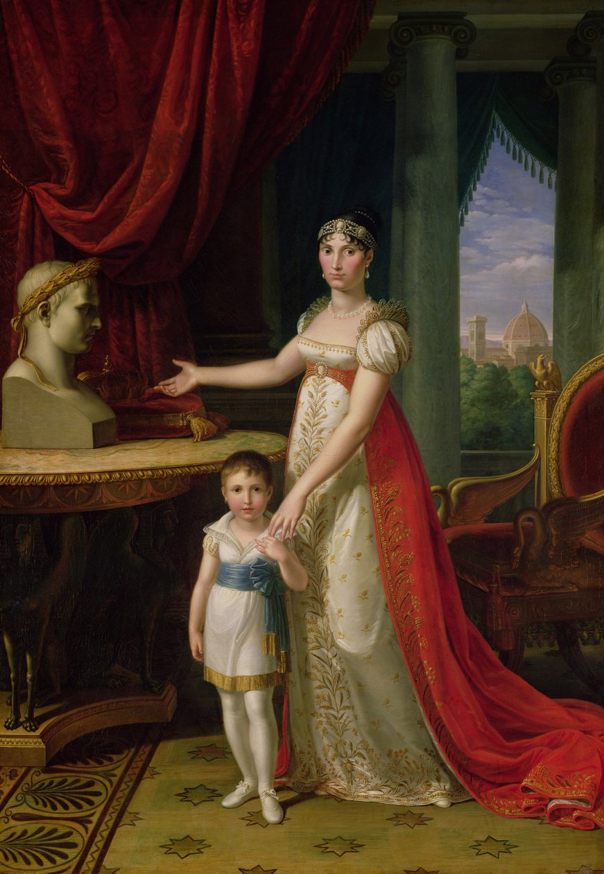 Elisa Bonaparte（1777-1820）托斯卡纳大公夫人和她的女儿Napoleone-Elisa 作者 彼得罗·本韦努蒂（Pietro Benvenuti）