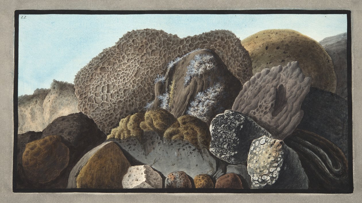 来自&39;Campi Phlegraei：两个西西里火山的观测&39;的Versuvius山，熔岩，浮石和浮石，由William Hamilton先生（1730-1803）发表，1776年出版（手工制作） 作者 彼得罗·法布里斯（Pietro Fabris）