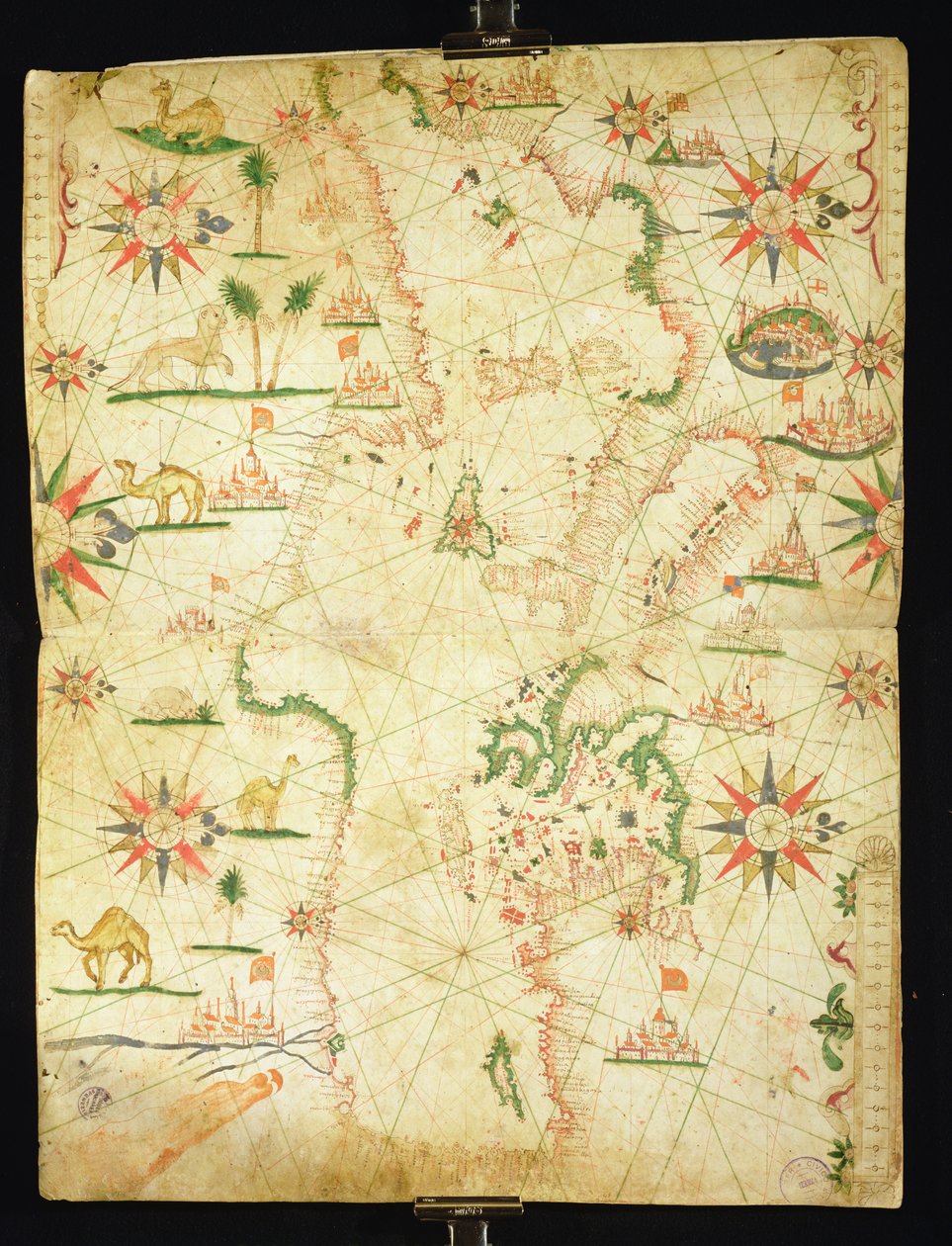 地中海盆地，来自航海地图集，1651年（牛皮纸上的墨水）（另见330923-330924） 作者 彼得罗·乔瓦尼·李子