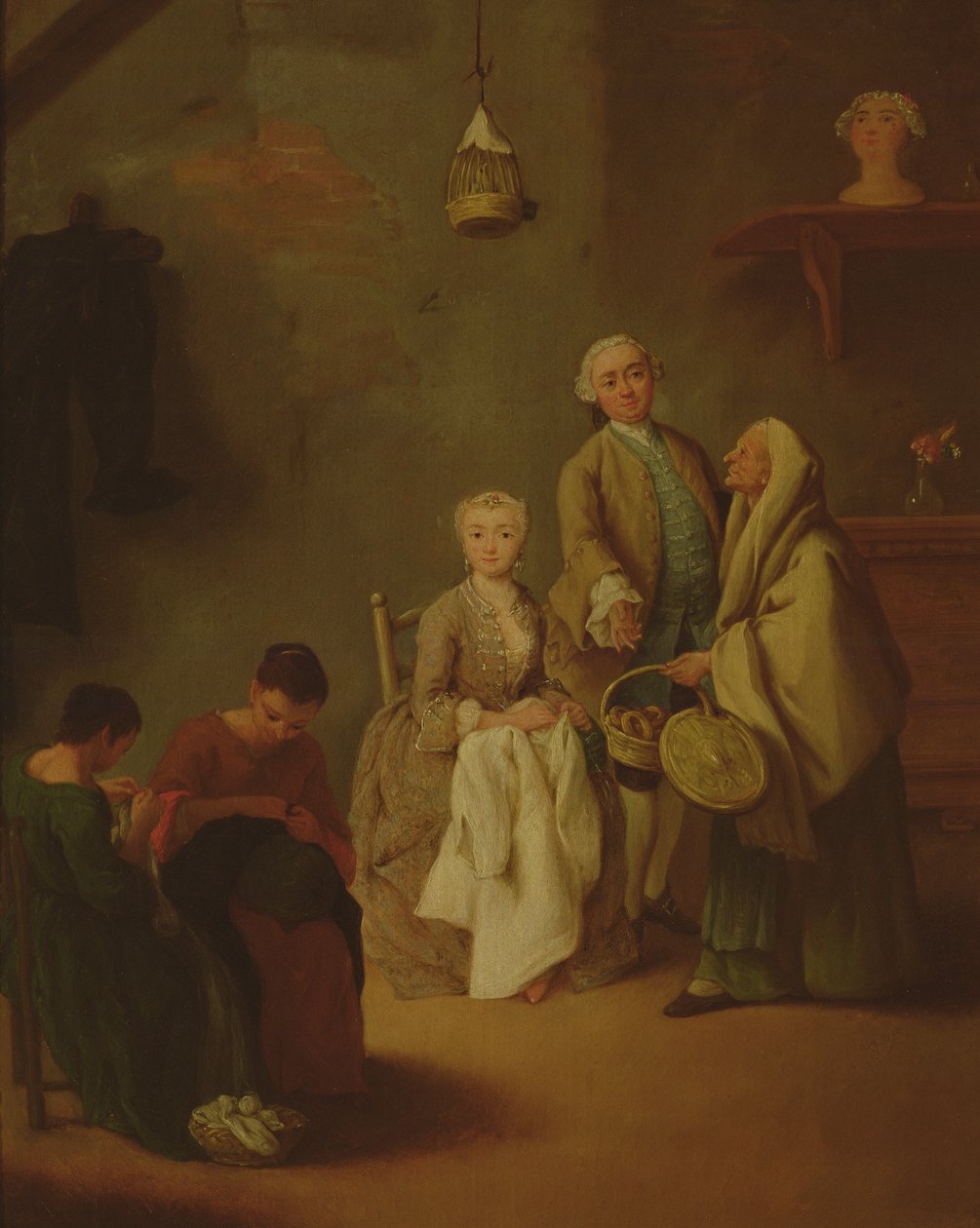 女人缝纫 作者 彼得·隆吉（Pietro Longhi）