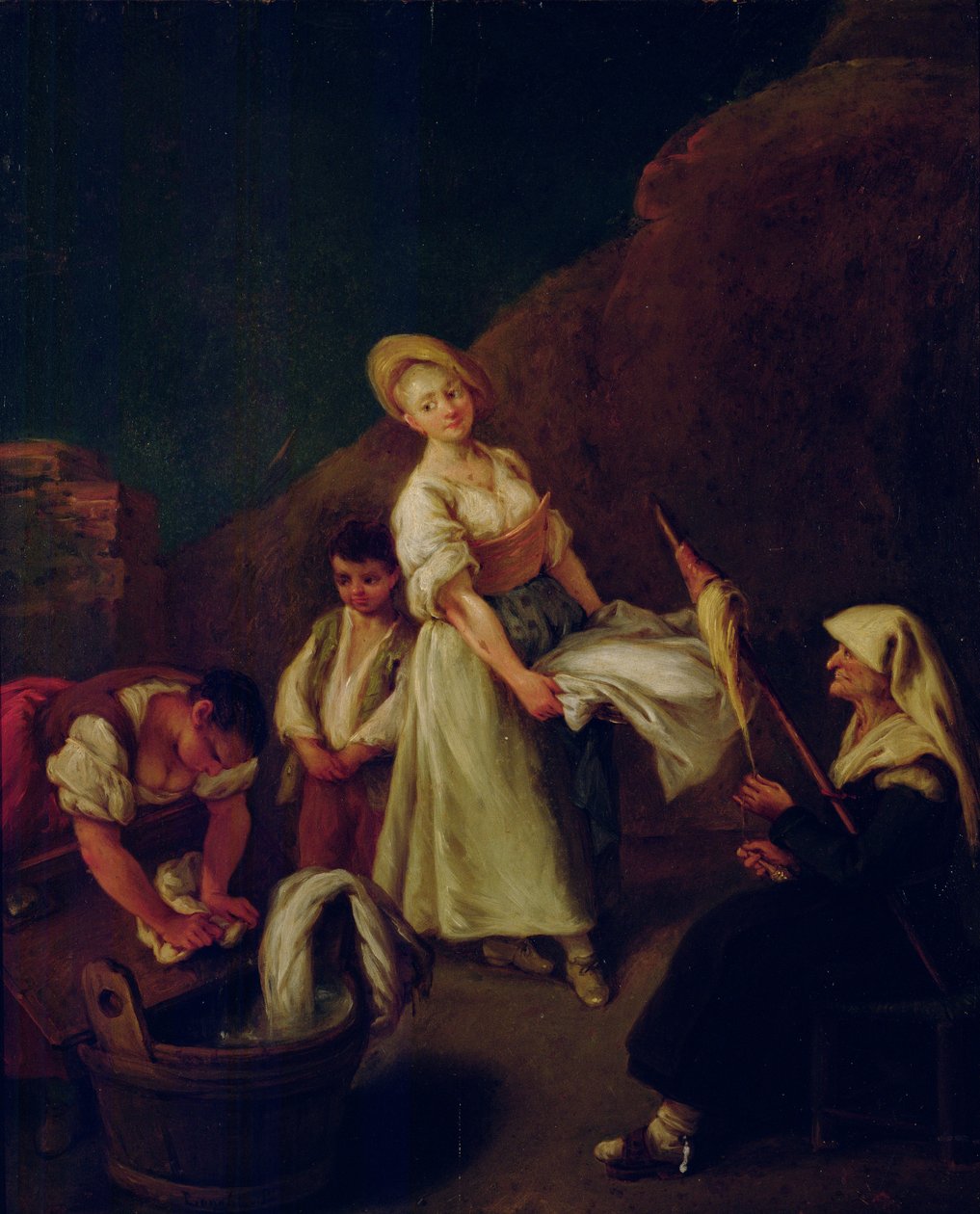 妇女洗涤和旋转 作者 彼得·隆吉（Pietro Longhi）