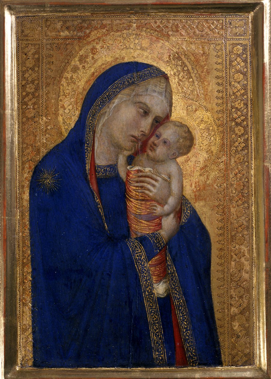 麦当娜和儿童，c.1330（木材上的蛋彩画） 作者 彼得罗·洛伦泽蒂（Pietro Lorenzetti）