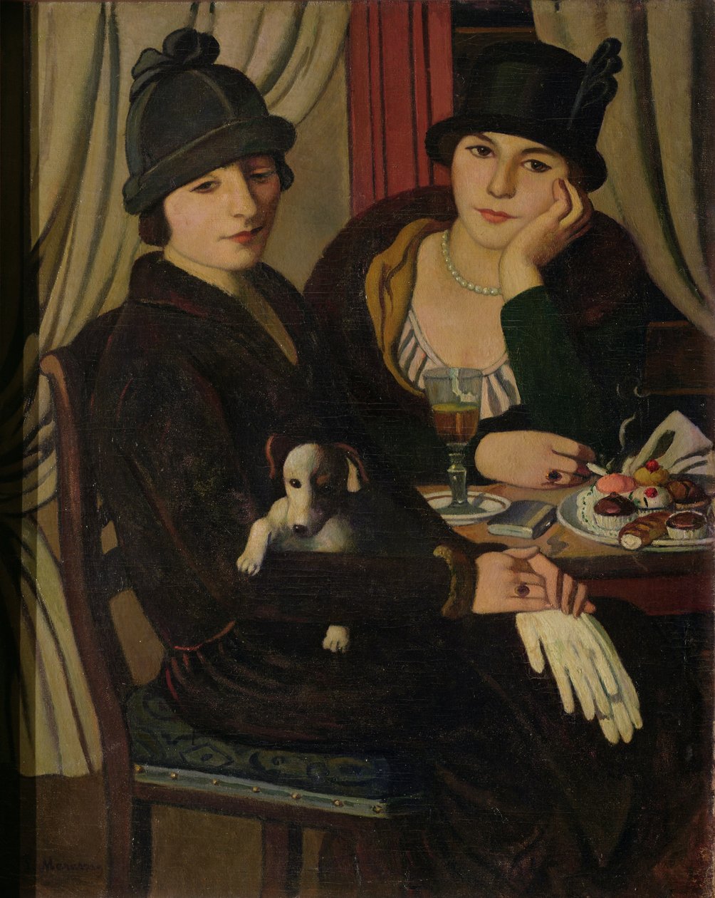 咖啡馆里的女人，c.1924 作者 彼得罗·马鲁西格