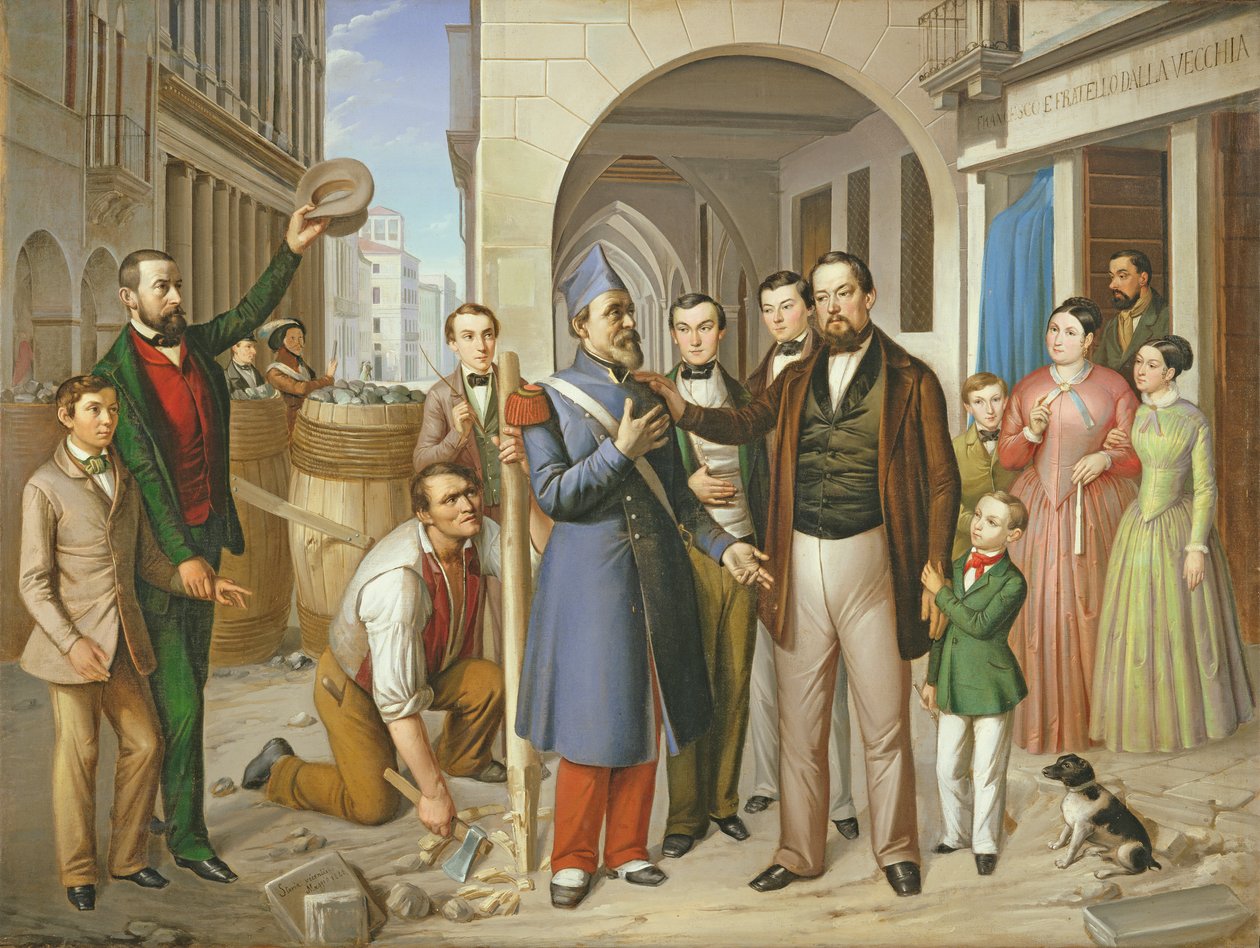 1848年在Corso Palladio上组织路障 作者 彼得·内格罗洛（Pietro Negriolo）