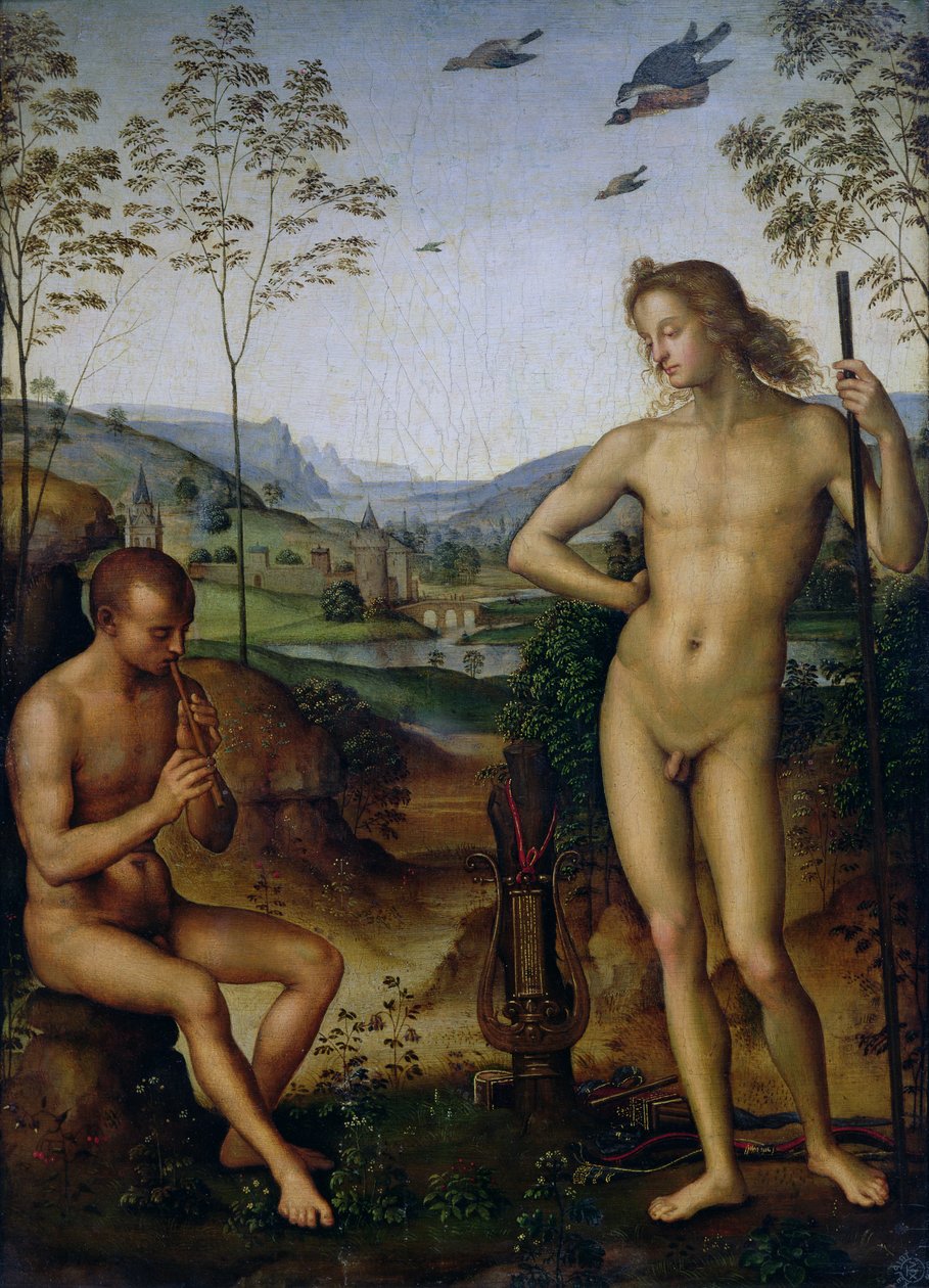 阿波罗和牧羊人Daphnis，c.1490-1500 作者 彼得罗·佩鲁吉诺（Pietro Perugino）