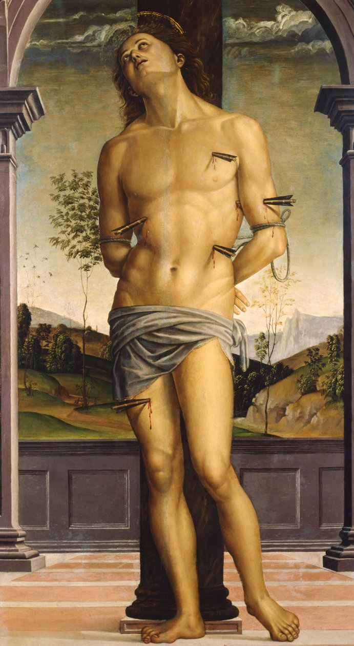 圣塞巴斯蒂安，1490年（木材上的油） 作者 彼得罗·佩鲁吉诺（Pietro Perugino）