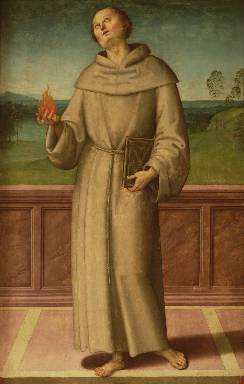 帕多瓦的圣安东尼（画布上的蛋彩画） 作者 彼得罗·佩鲁吉诺（Pietro Perugino）