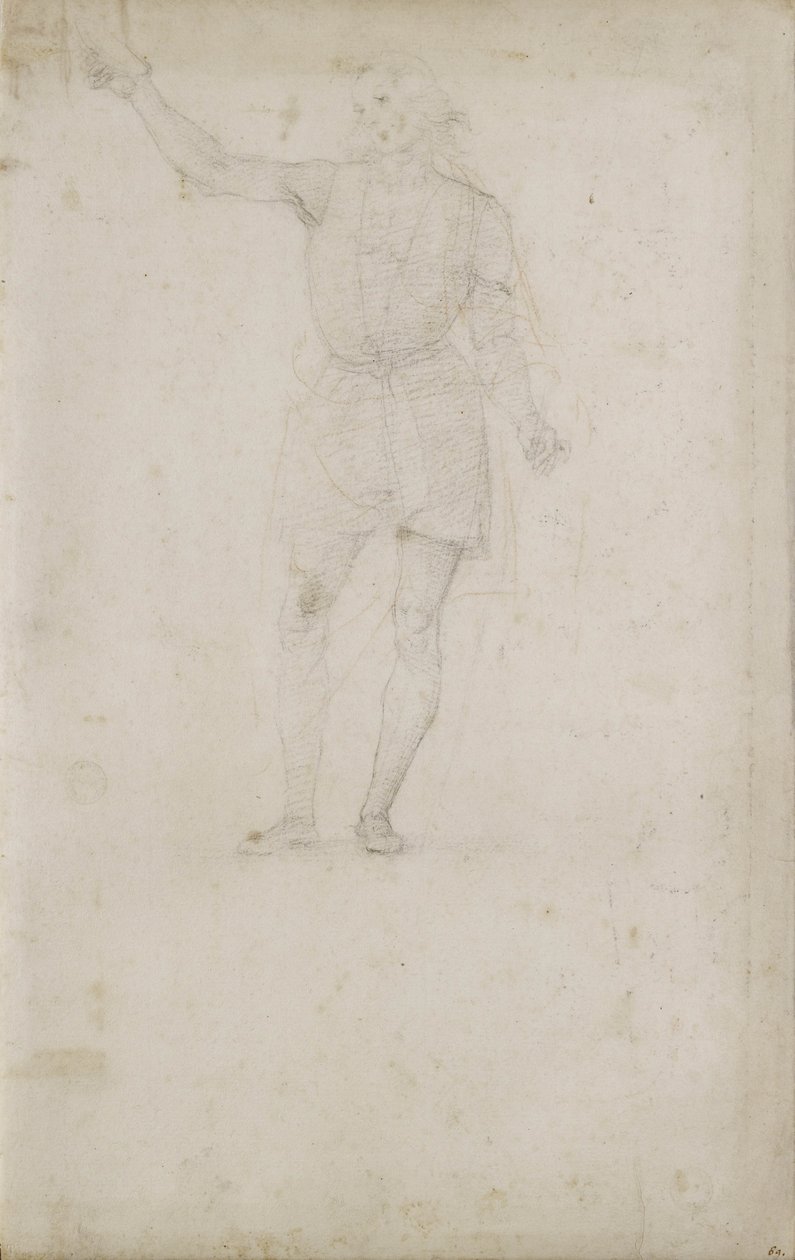 研究施洗者圣约翰（粉笔在白纸上） 作者 彼得罗·佩鲁吉诺（Pietro Perugino）