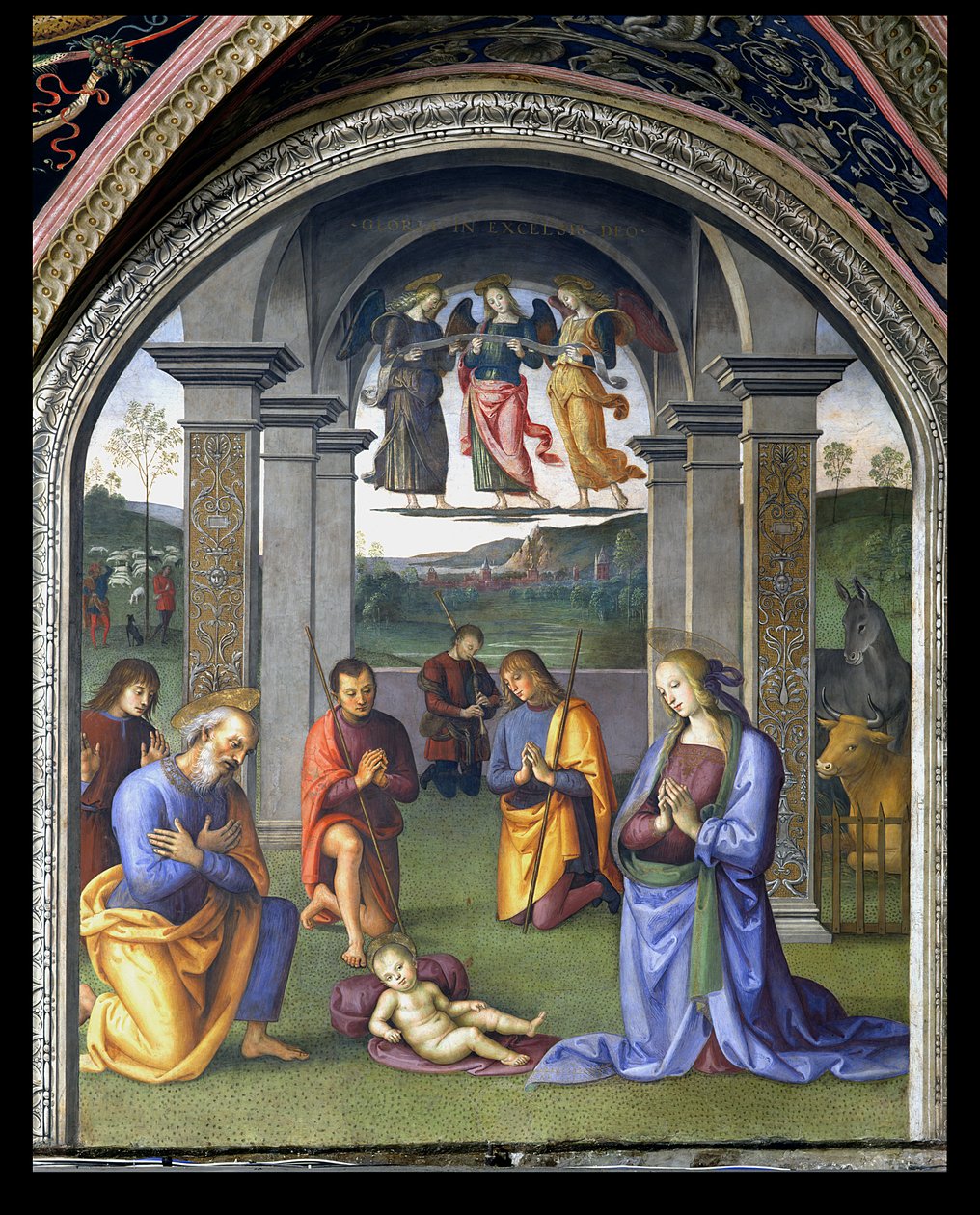 牧羊人的崇拜，来自Sala dell&39;Udienza，1496-1500 作者 彼得罗·佩鲁吉诺（Pietro Perugino）