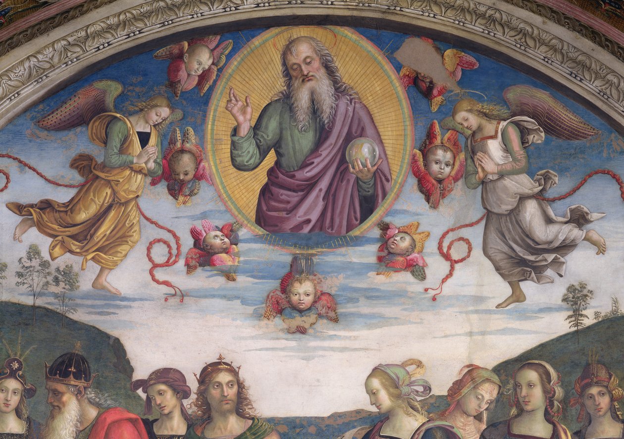 荣耀的永恒父与先知和西伯利亚，来自Sala dell“Udienza，1496-1500 作者 彼得罗·佩鲁吉诺（Pietro Perugino）
