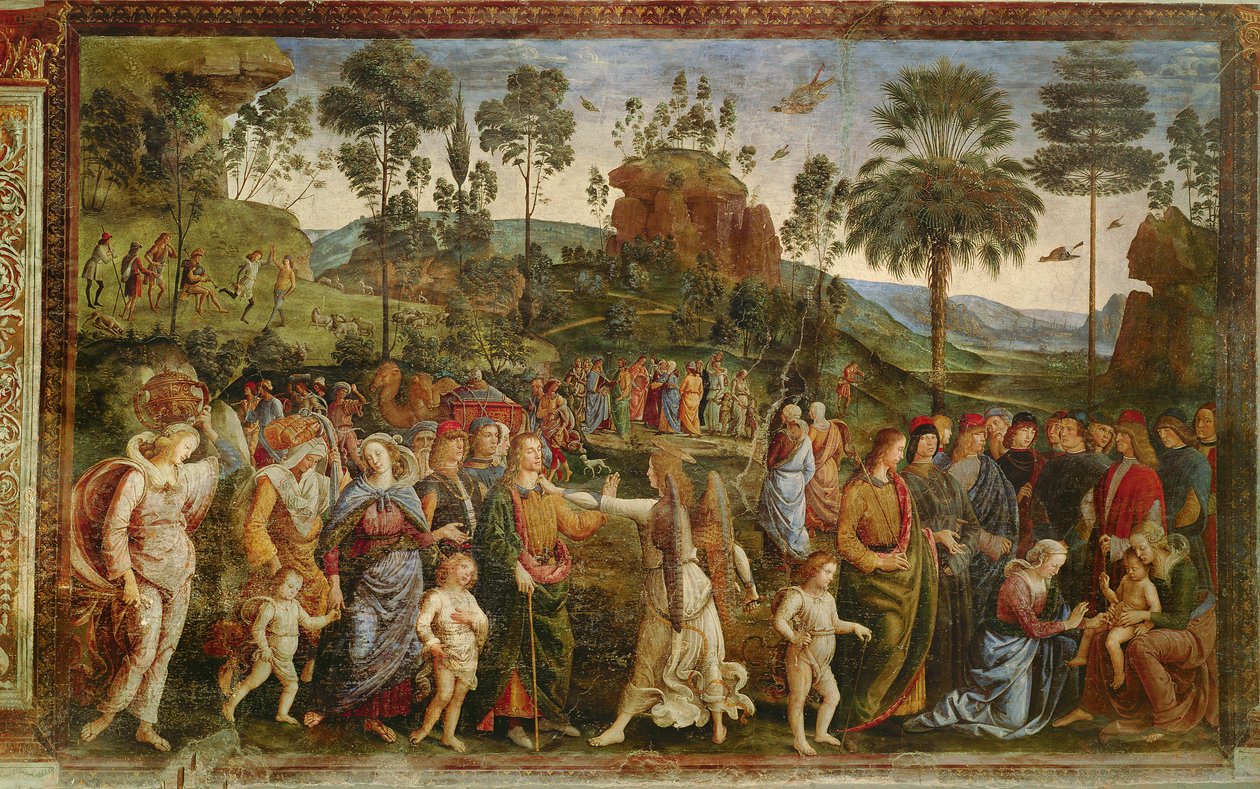 摩西之旅，c.1481-83 作者 彼得罗·佩鲁吉诺（Pietro Perugino）