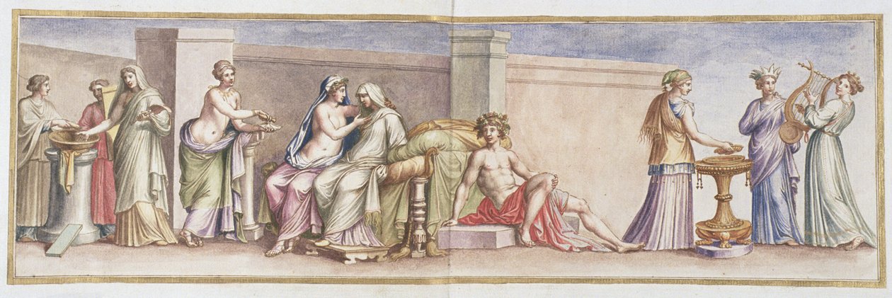 女士Gen 1496 Plate XLI Aldobrandini Wedding，1674 作者 彼得罗·桑蒂·巴托利（Pietro Santi Bartoli）