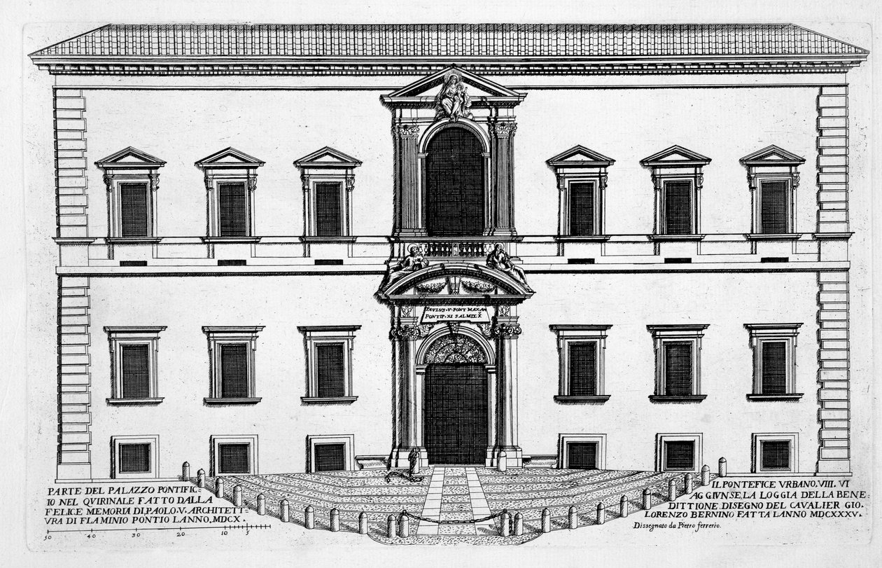 Palazzo del Quirinale，来自&39;Palazzi di Roma&39;，第一部分，出版于1655年 作者 彼得罗·费雷里奥（Pietro Ferrerio）