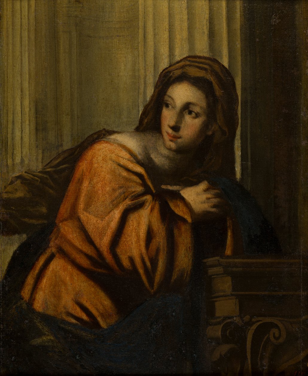 一位被认定为抹大拉的女士，c.1623-78（布面油画粘在木板上） 作者 Pietro Della Vecchia 的追随者