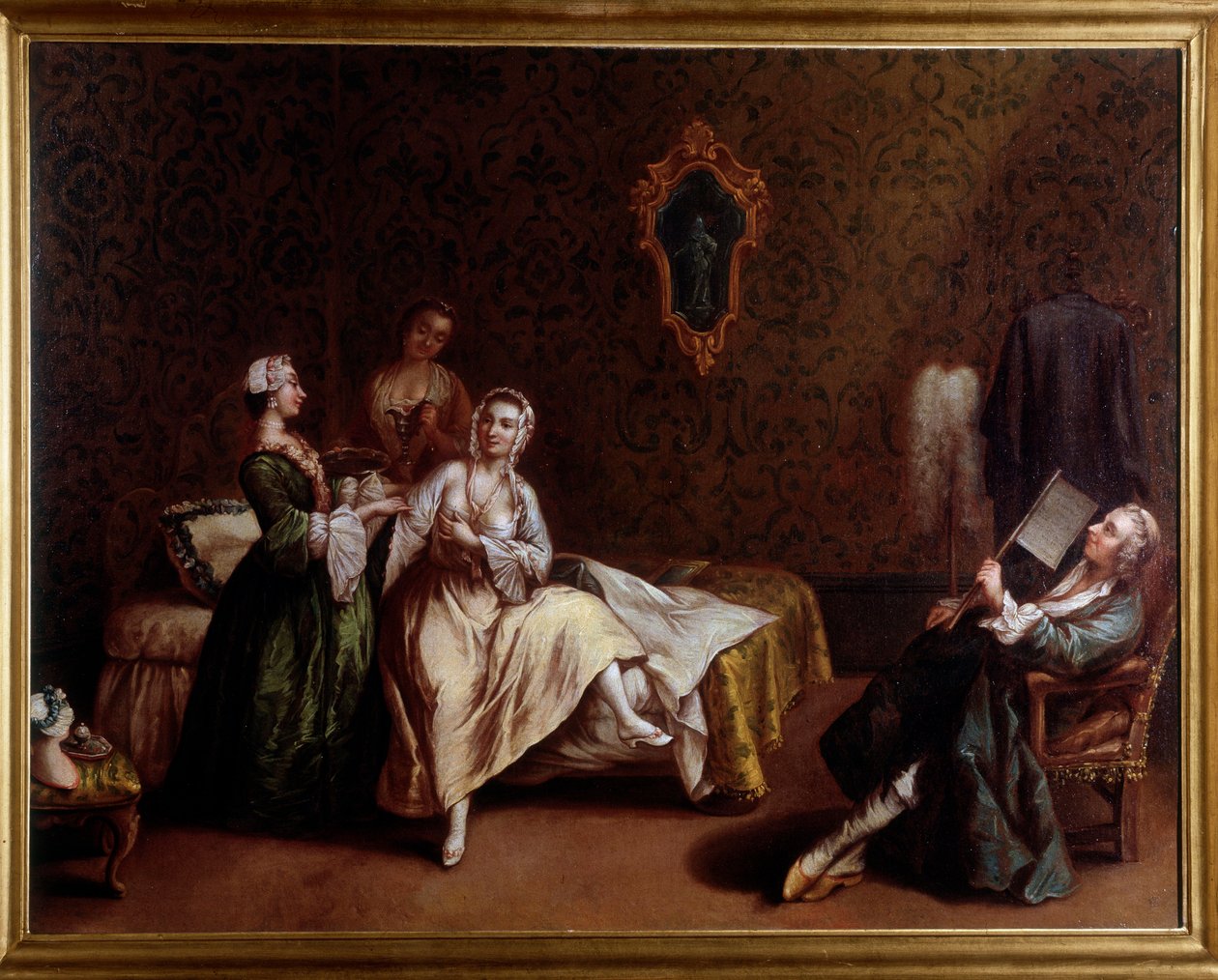 The awakening of the lady (Painting, c.1740) 作者 彼得罗（后）隆吉