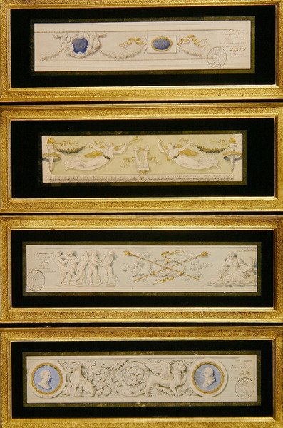 四幅门楣设计图，约1823年（纸上水彩，水墨）。 作者 Pietro (attr. To) Ghinelli