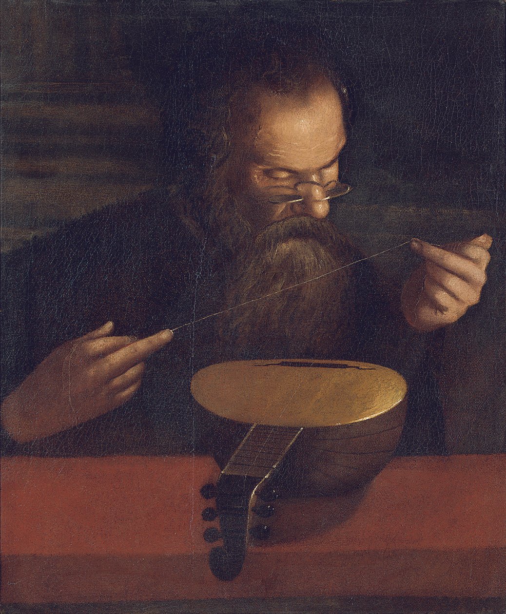 给琵琶上弦的老人（布面油画） 作者 Pietro (圈子) Paolini