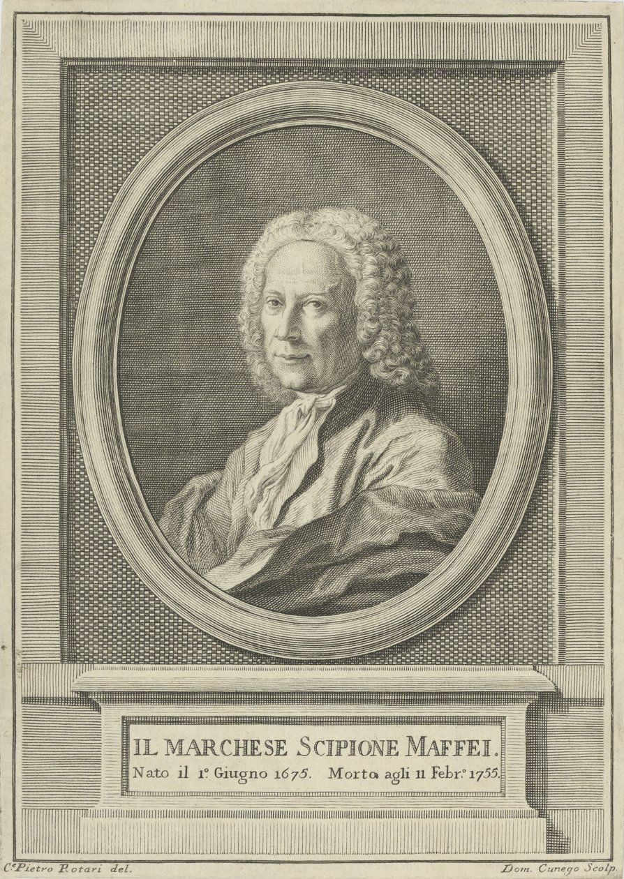 诗人Scipione Maffei的画像1675-1755，c。 1750。 作者 彼得罗·安东尼奥·罗塔里