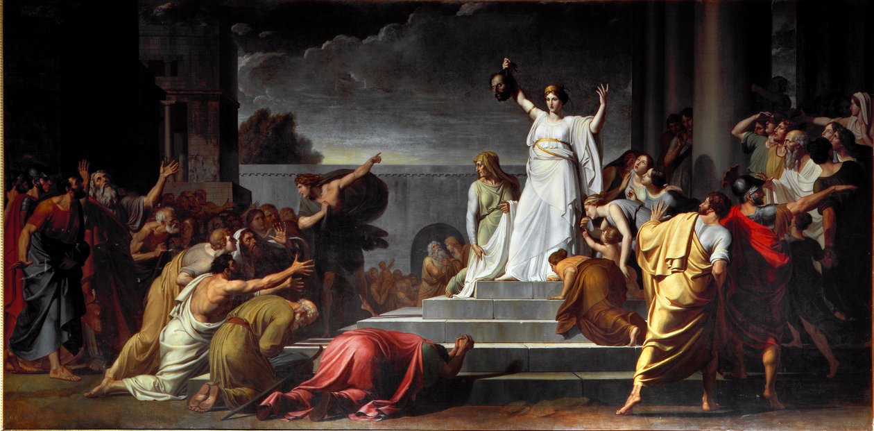朱迪思向人们展示荷罗芬的斩首头颅 Pietro Benvenuti (1769-1844) 1796 年太阳，417x821 厘米 那不勒斯，卡波迪蒙特博物馆 作者 彼得罗·本韦努蒂（Pietro Benvenuti）