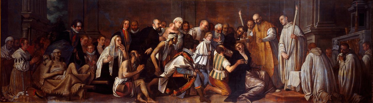 Saint Bernard of Clairvaux (San Bernardo di Chiaravalle) (1090-1153) and the Posssedee A crowd composed of invalids attends the scene of the demon