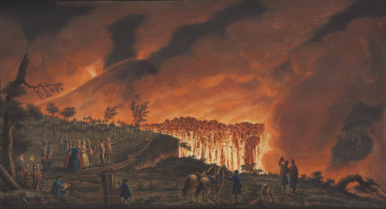 来自Campi Phlegraei的板块XXXVIII：威廉·汉密尔顿于1776年对两个西西里火山的观测（纸上写着） 作者 彼得罗·法布里斯（Pietro Fabris）