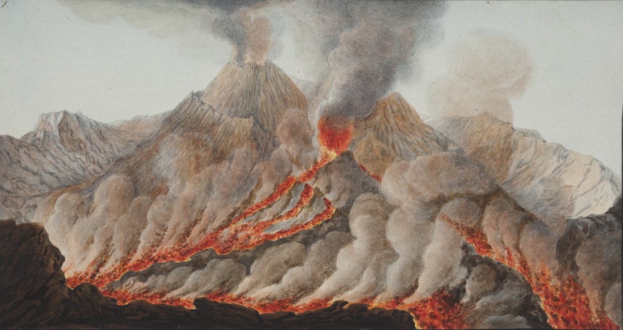 来自Campi Phlegraei的板块X：1776年威廉·汉密尔顿对两个西西里火山的观察（纸上写着） 作者 彼得罗·法布里斯（Pietro Fabris）