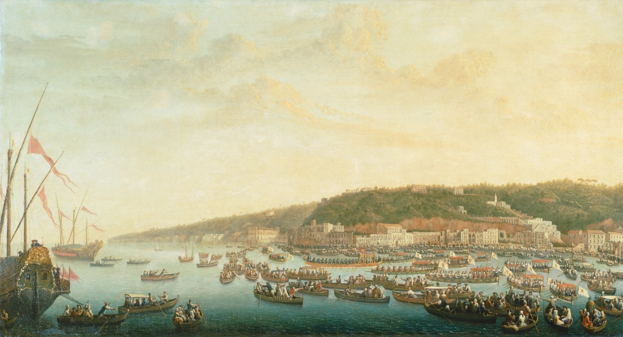 Procession of the Royal Ships at Posillipo, Naples, by Pietro Fabris (1740-1792), Italy 作者 彼得罗·法布里斯（Pietro Fabris）
