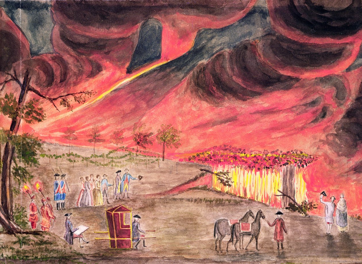 威廉·汉密尔顿爵士（1730-1803）在1771年研究维苏威火山爆发 作者 彼得罗·法布里斯（Pietro Fabris）
