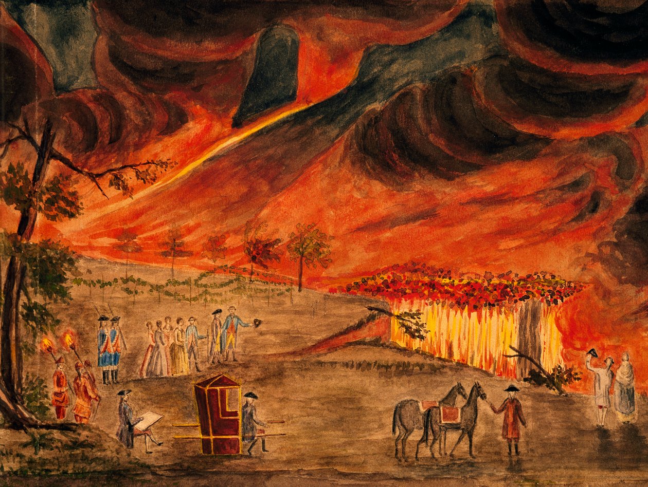 The Sicilian Royals visiting Vesuvius during eruption of 11 May 1771, by Pietro Fabris (1740-1792), Italy 作者 彼得罗·法布里斯（Pietro Fabris）