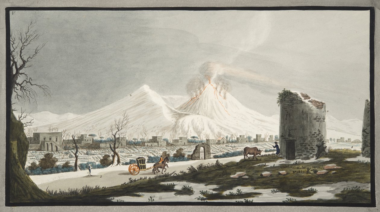 威廉·汉密尔顿爵士（1730-1803）于1776年出版的维苏威火山，来自&39;Campi Phlegraei的碟V：对两个西西里火山的观测&39; 作者 彼得罗·法布里斯（Pietro Fabris）